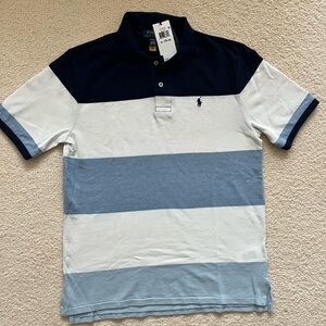 New! Polo by Ralph Lauren Big Boys Striped Polo Shirt - Navy and Blue
